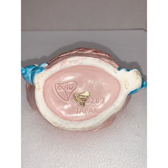 Stork Nancy Pew Giftwares Co. Japan 8207 Baby Nursery Planter Pink 2 Blue Bears - Picture 5 of 10